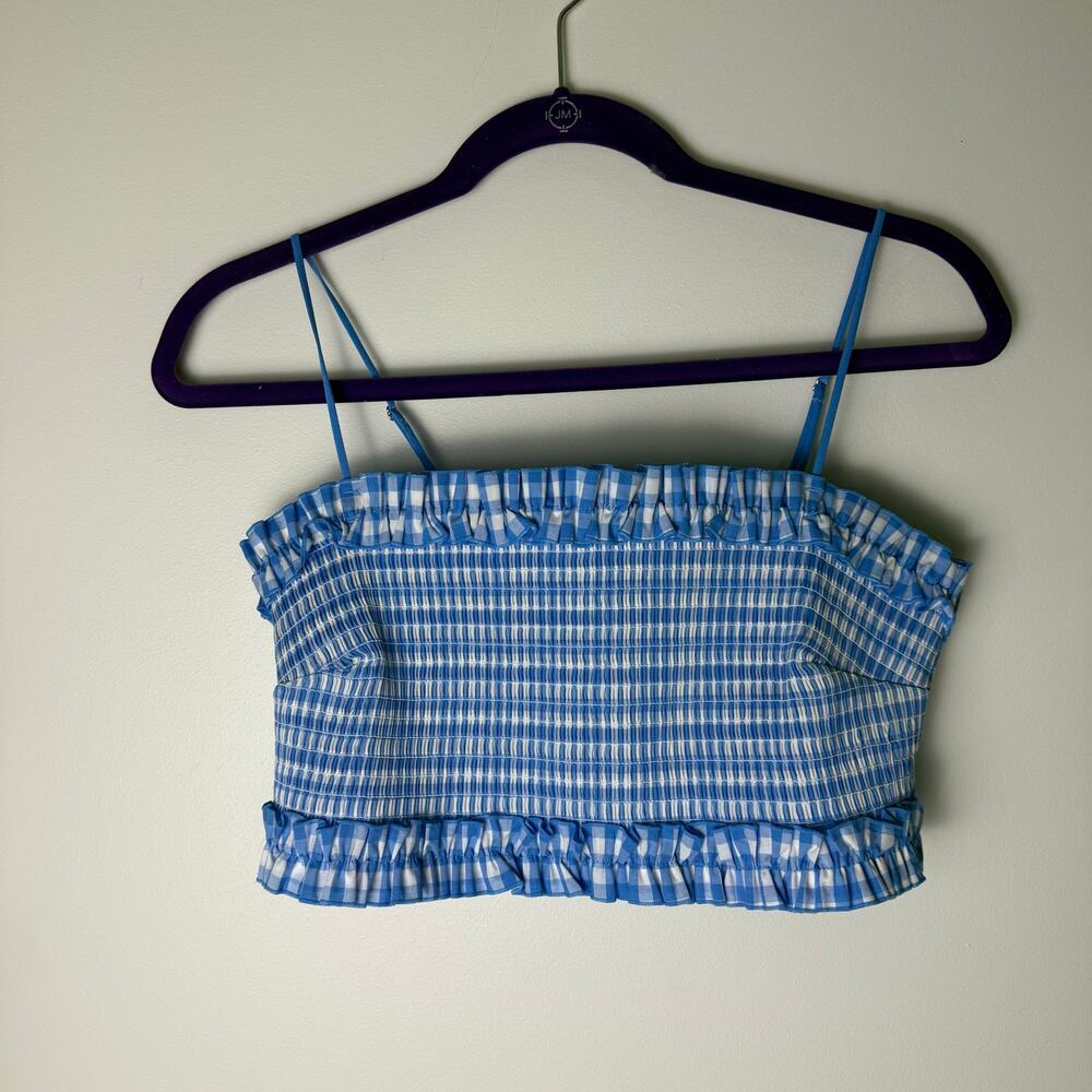 NWT Colsie blue gingham crop top bralette blue XL